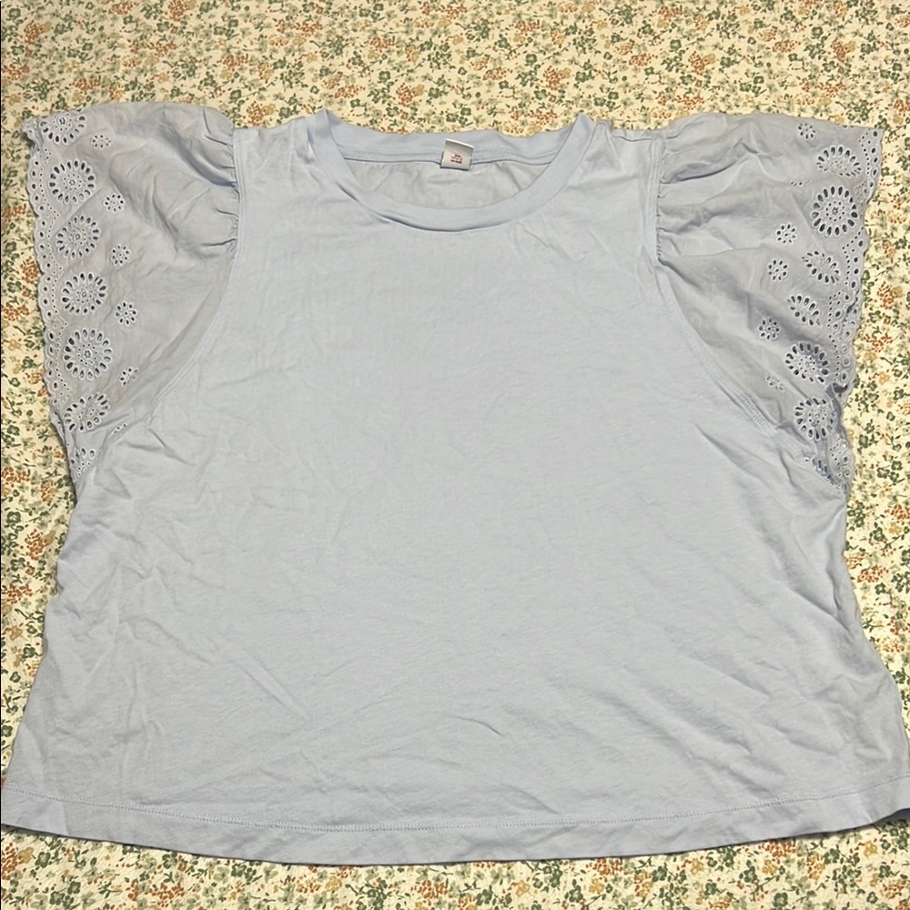 Old Navy Eyelet Blue Short Sleeve T-Shirt Size L